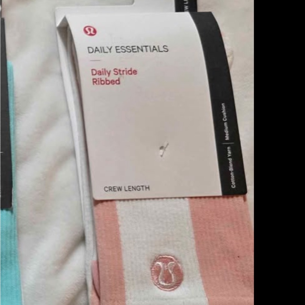 lululemon athletica Daily Essentials Ribbed Socks - White and Pink - M/L
